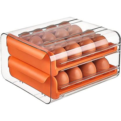 Suport pentru Oua, Strat Dublu, Capacitate 32 de Oua, 23.5x21.5 cm, din Plastic, Portocaliu