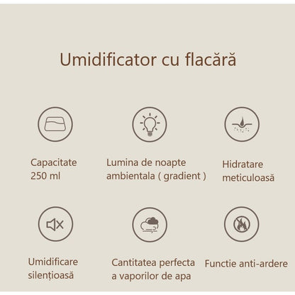 Umidificator De Tip Flacara, Cu Sromaterapie, 7 Culori, 250 ml