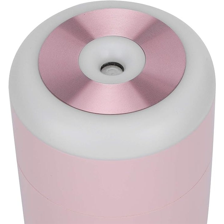 Umidificator, H2O, cu Difuzor de Aroma, Lumina de Noapte LED in 7 Culori, Zgomot Redus, 14.7x7.2cm, 350mL, Culoare Roz