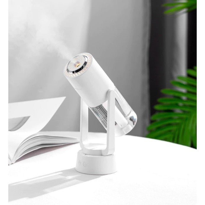 Umidificator si Purificator aer ultrasonic portabil, rezervor 200ml, cu ioni negativi, LED 7 culori, rotatie 360 grade, Roz