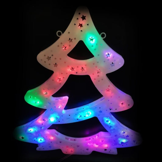 Decoractiune de Craciun, Brad, Multicolor, LED, 40x38CM