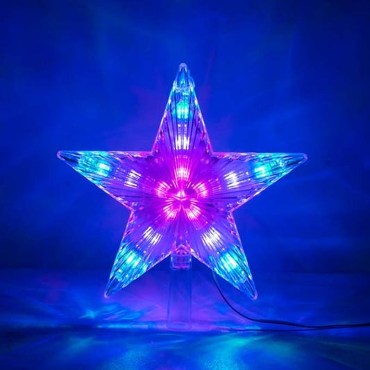 Varf de Brad, Stea cu Lumini Multicolore, LED, 13x18CM
